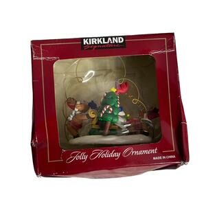 KIRKLAND Christmas Ornament New In Box‎ Red Snow Reindeer Tree Sleigh